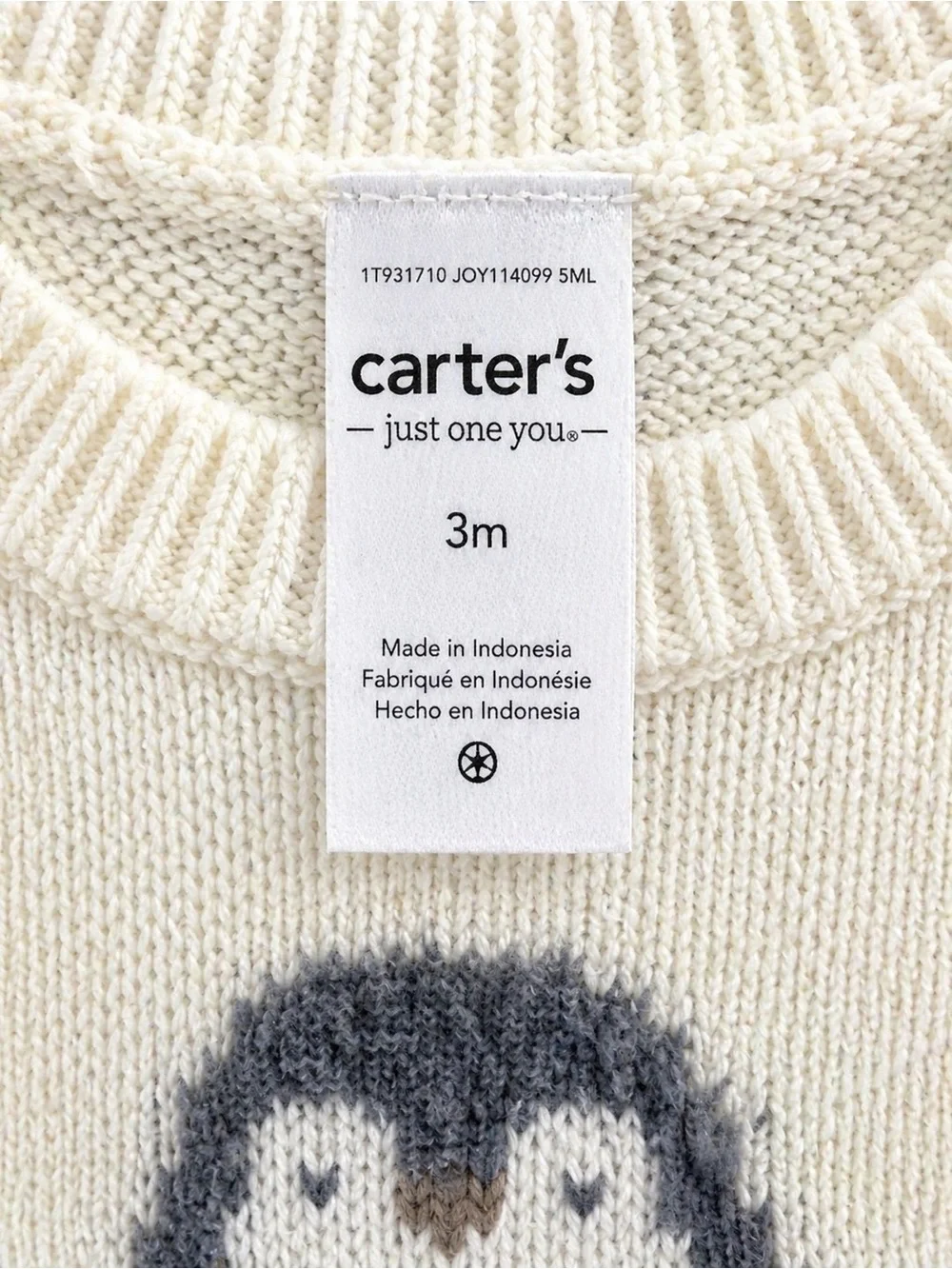 Carter’s 3T Toddler Set Penguin Sweater Knit Pants Gray Cream Cozy Unisex NWT - Picture 5 of 5